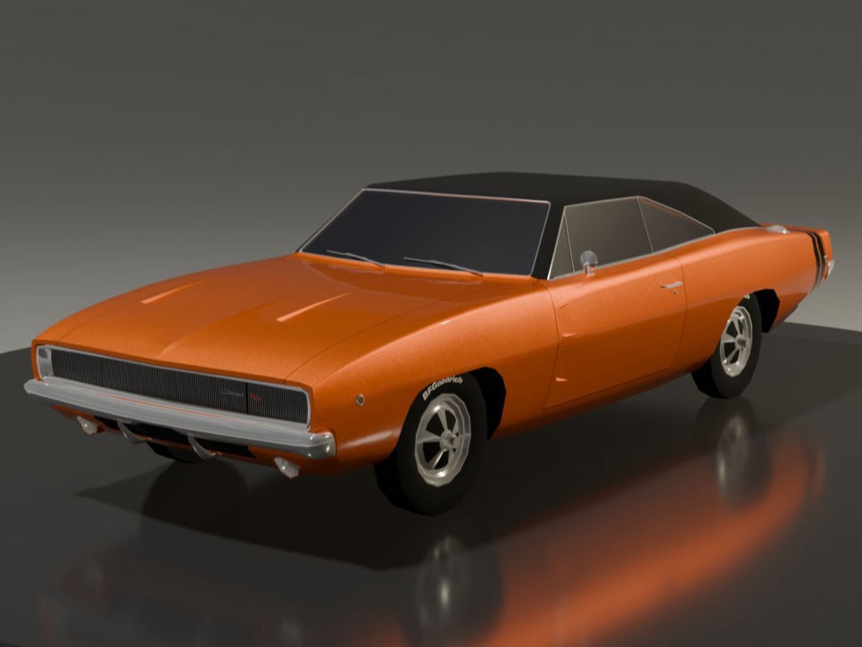 Dodge Charger 1968 low-poly 3D model