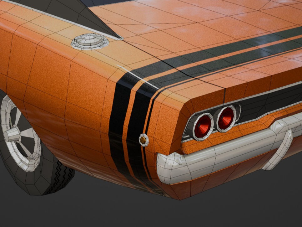 Dodge Charger 1968 low-poly 3D model