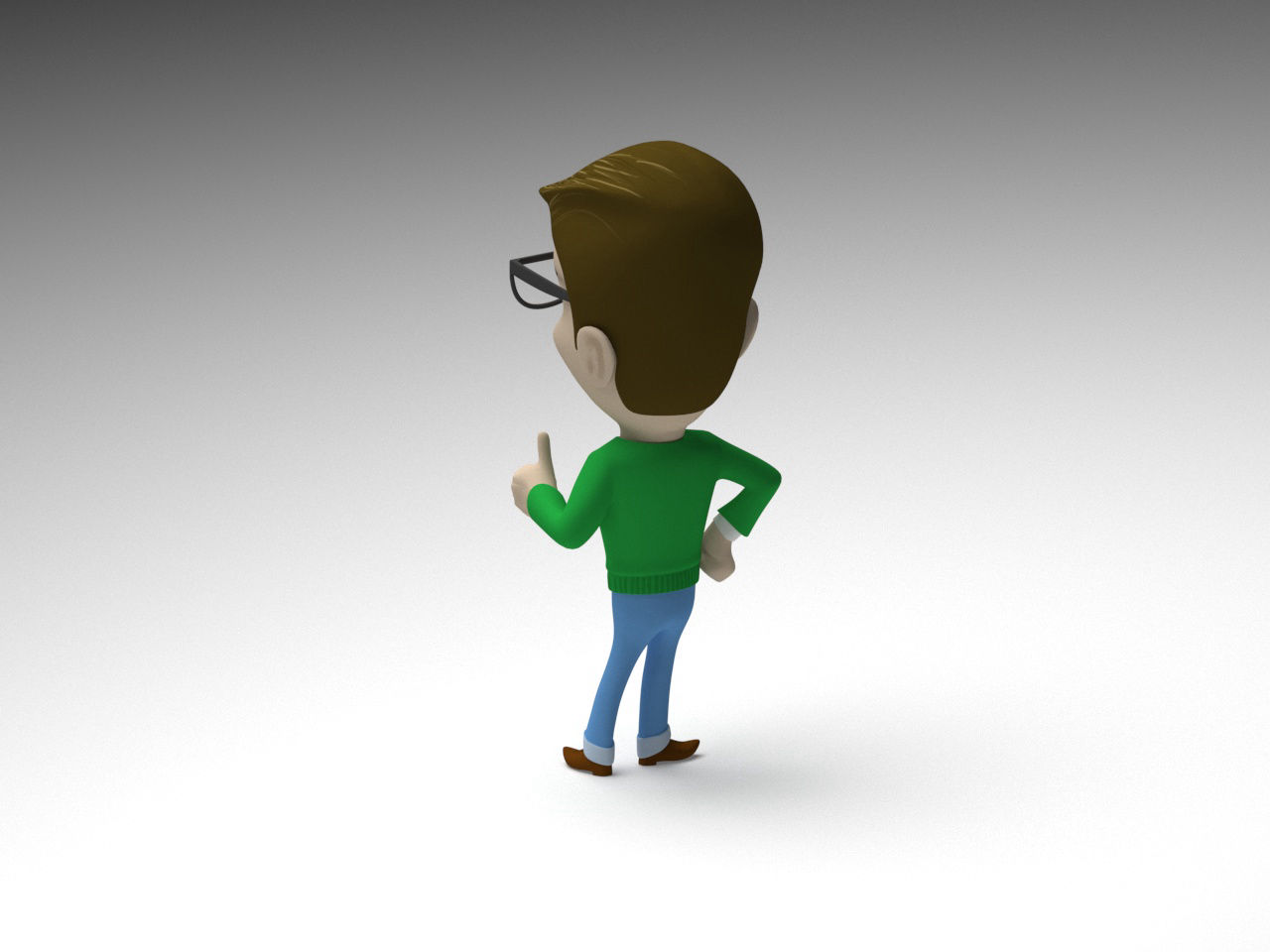 Male cartoon character 3D model render